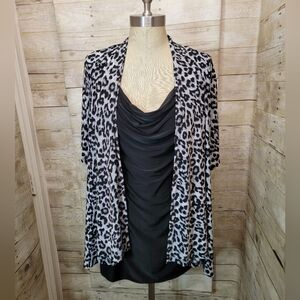Chic Leopard Print Open Blouse